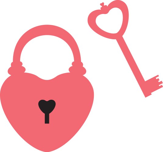 Pink cute cartoon dotted heart shape key and lock Vector Image