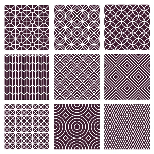 Geometric Mono Line Patterns vector image