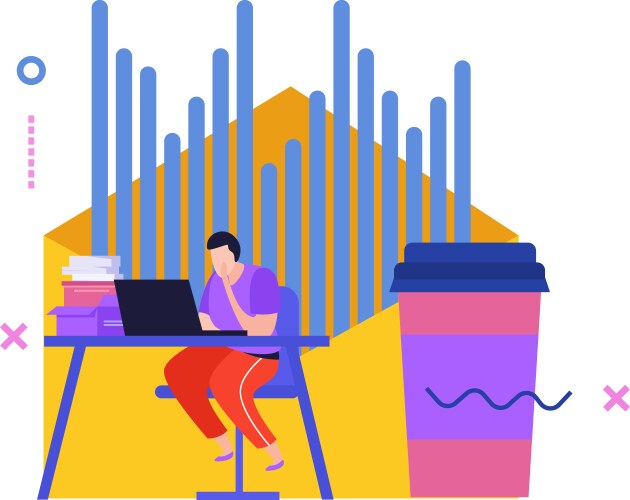 graphs analysing workplace composition vector image