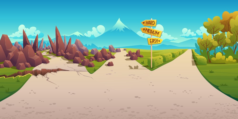 Choice between two roads Royalty Free Vector Image