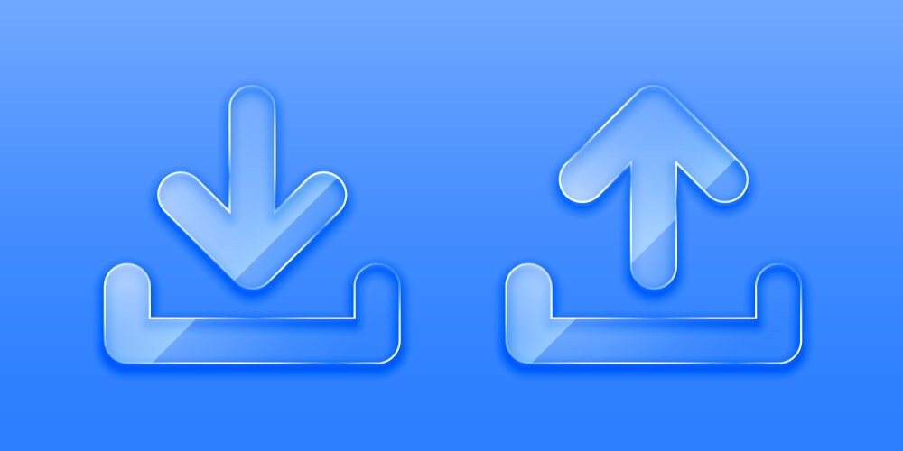 Glossy download and upload web arrow symbol design vector image