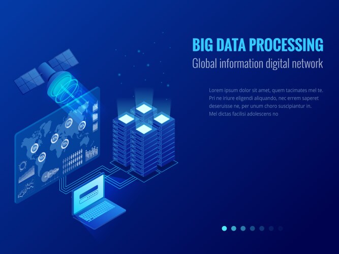 Isometric Big Data Network Vector Image