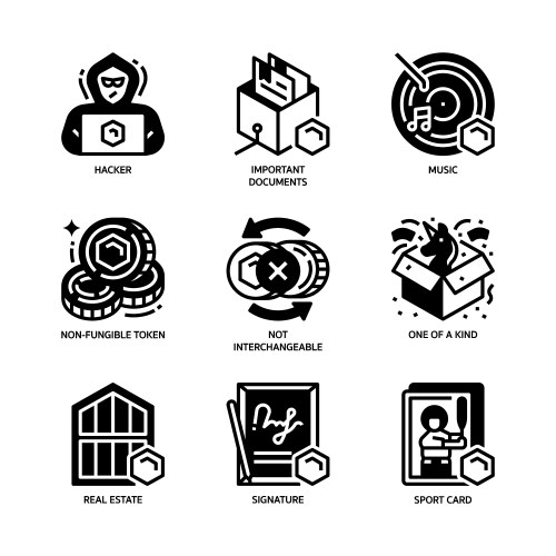 non-fungible token icon set vector image