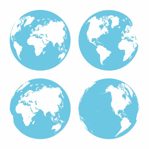 planet earth icon set globe isolated vector image