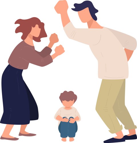 violence at home husband yelling wife and kid vector image vector image