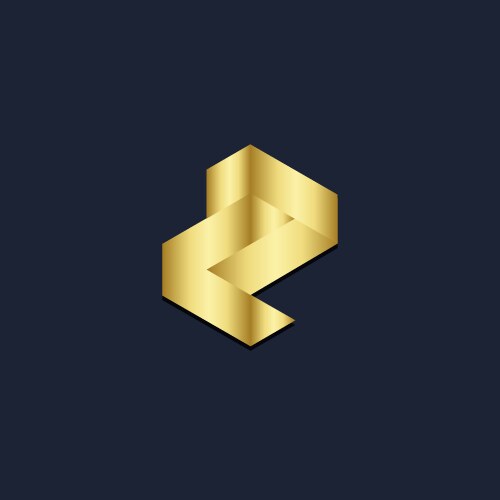 Abstract shape z initial gold logo vector image