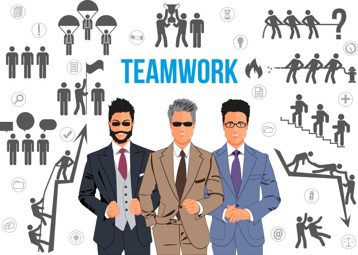 Teamwork activities isolated cartoon Royalty Free Vector