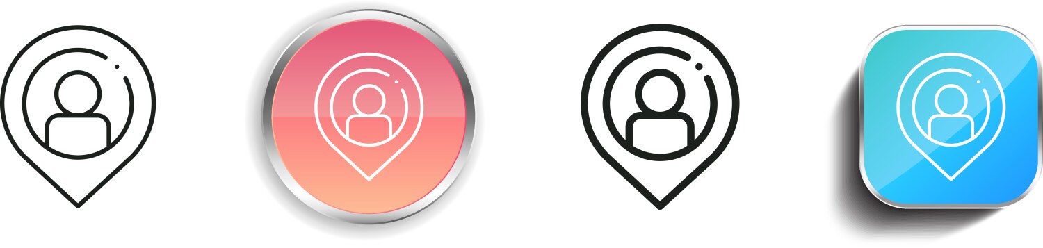 Located icon thin linear regular and button style vector image