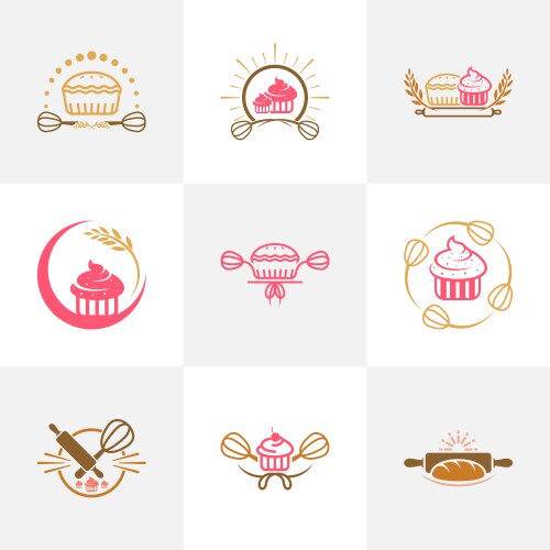 Cupcake and bakery logo design template Royalty Free Vector