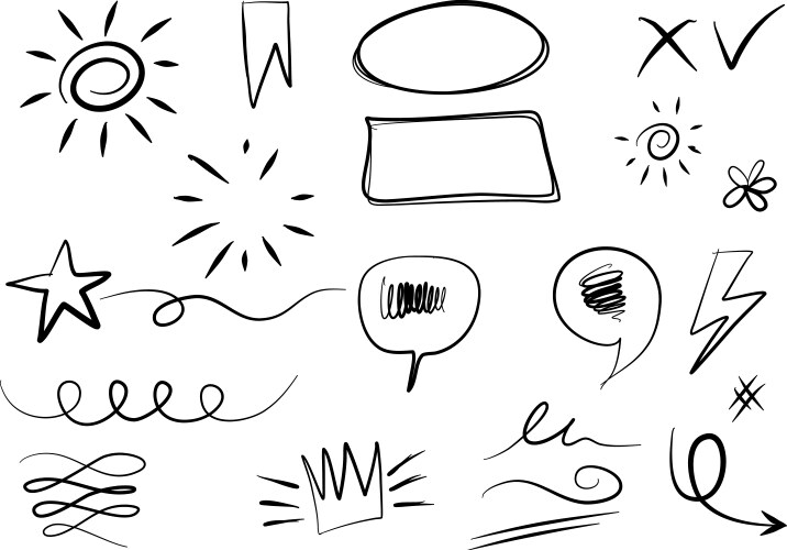 Hand drawn set elements for concept design Vector Image
