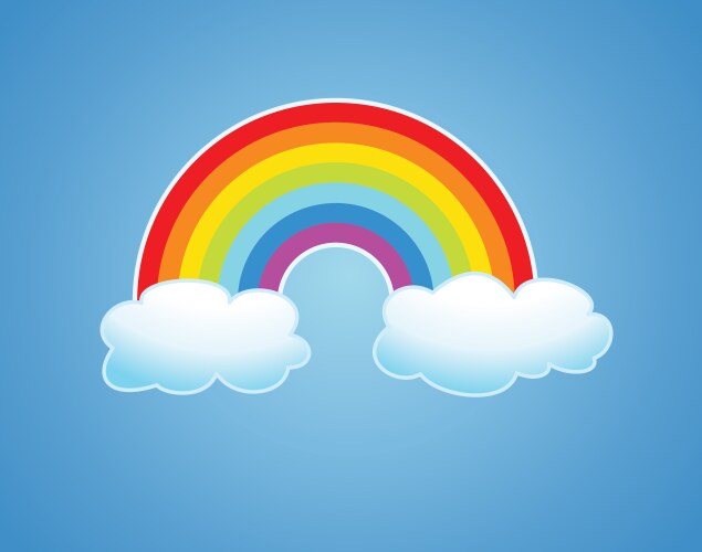 Rainbow cloud and happy sun Royalty Free Vector Image