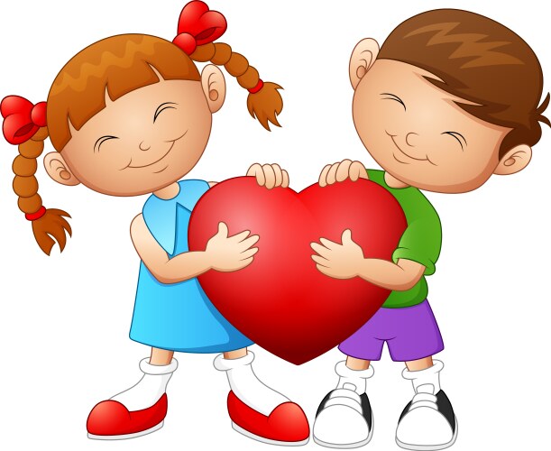 cartoon couple in love holding heart vector image