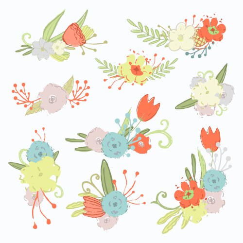 Floral Spring Bouquet Set Vector Image