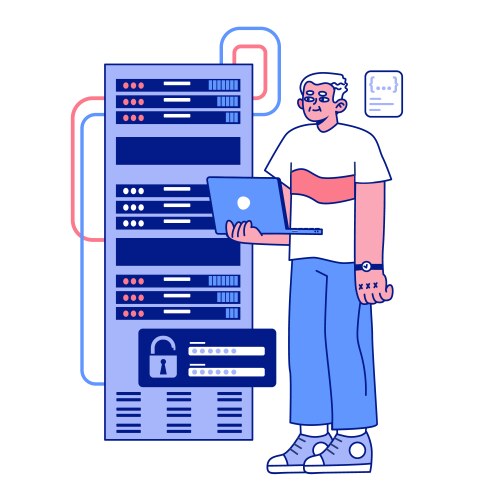 Senior developer oldman programming and coding vector image