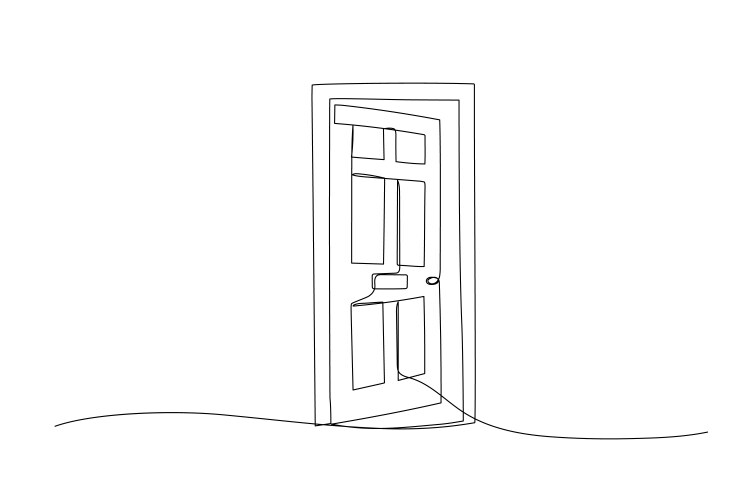 Open door one line welcome sign Vector Image