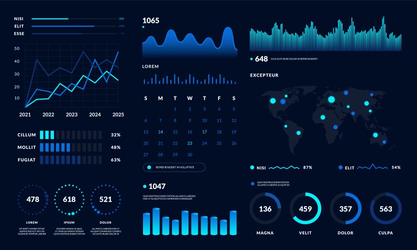 Data HUD Dashboard UI Graph vector image