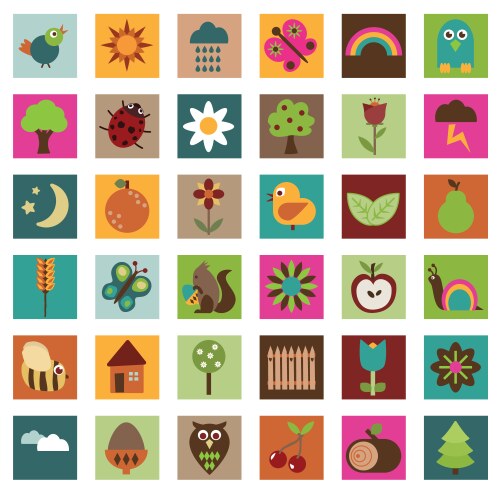 nature icons vector image vector image