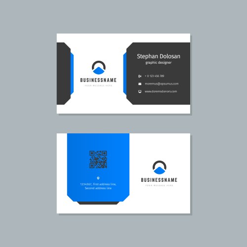 Business card design blue and black colors print vector image