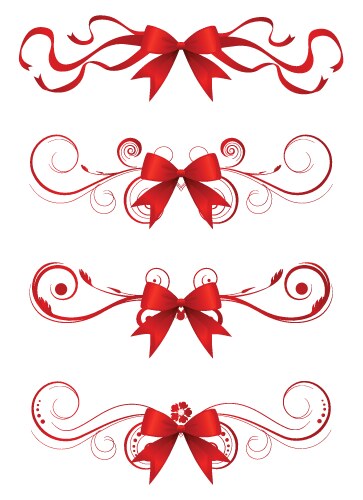 Festive Ribbon & Ornament Elements Vector Image