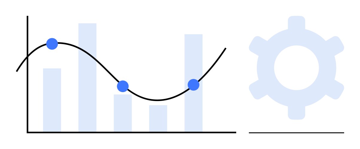 Data analysis with bar graph and line chart vector image