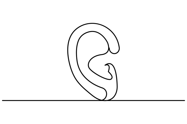 Human ear continuous one line drawing Royalty Free Vector