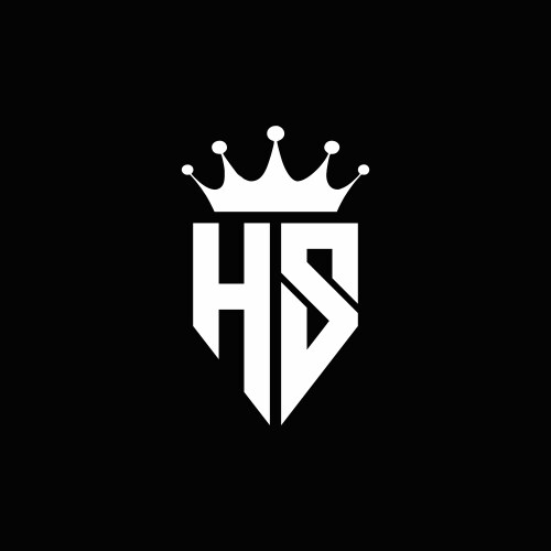 Hs logo monogram emblem style with crown shape vector image