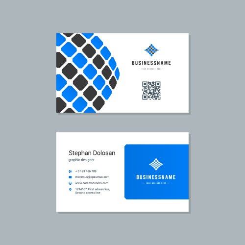 business card design blue and black colors print vector image