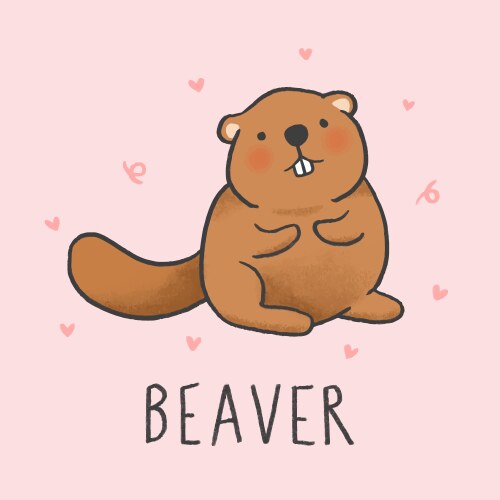 Adorable Cartoon Beaver Vector Image