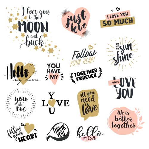 Romantic Valentine Signs Collection Vector Image