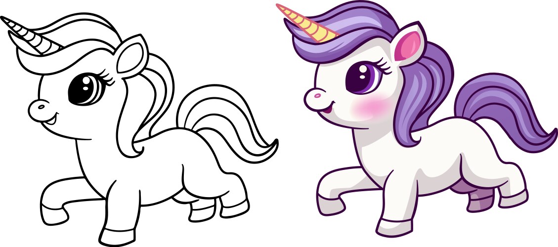 Unicorn Coloring Page Royalty Free Vector Image