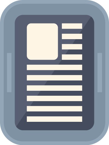 Electronic reader showing text and image on screen vector image
