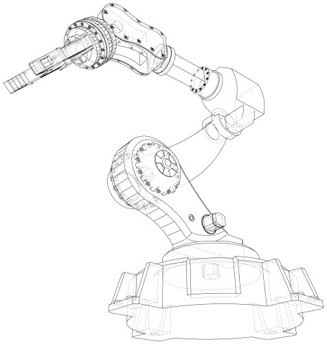 Industrial robot manipulator wire-frame on white vector image