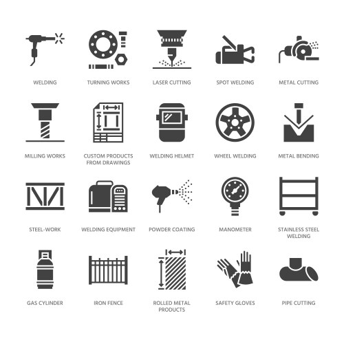 Welding & Metal Fabrication Glyphs Vector Image