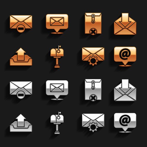 Set mail box envelope and e-mail on speech bubble vector image