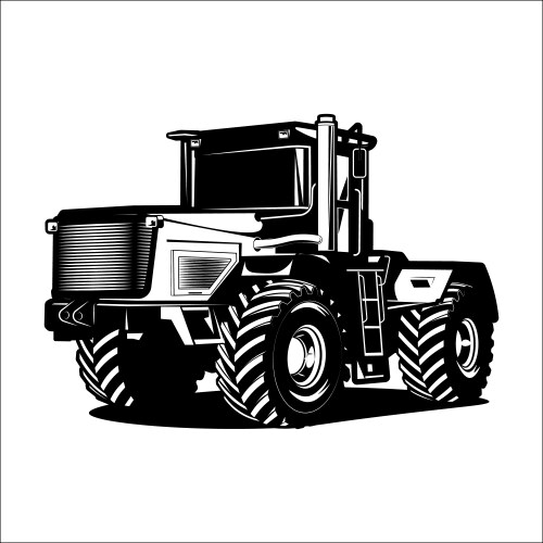 Black old tractor silhouette on white background Vector Image