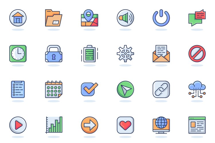 user interface buttons web flat line icon vector