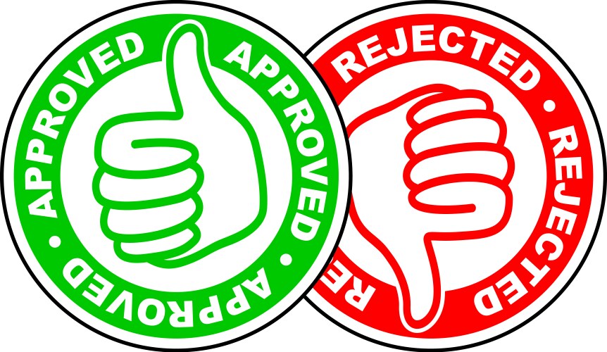 Approved and rejected thumbs up down icon vector image