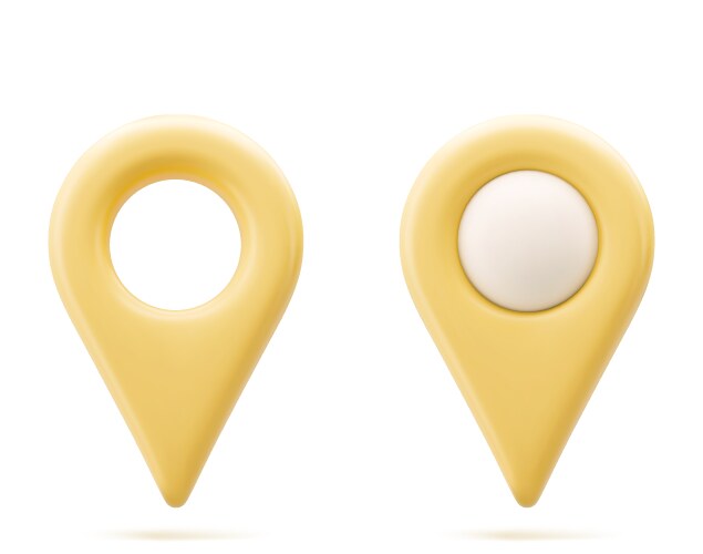 Yellow realistic 3d map pin pointer icon isolated Vector Image