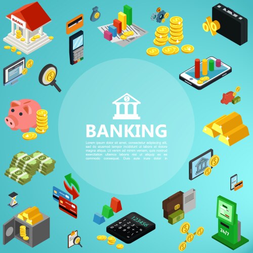 Internet banking isometric flowchart Royalty Free Vector