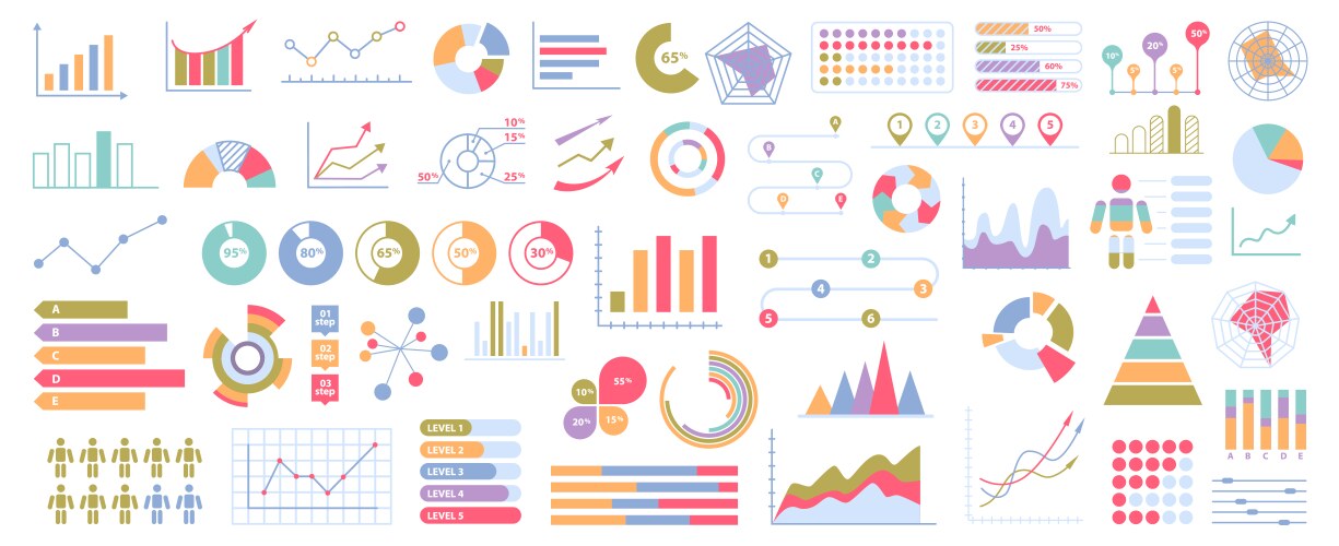 chart and graphs sales increase reduce vector image