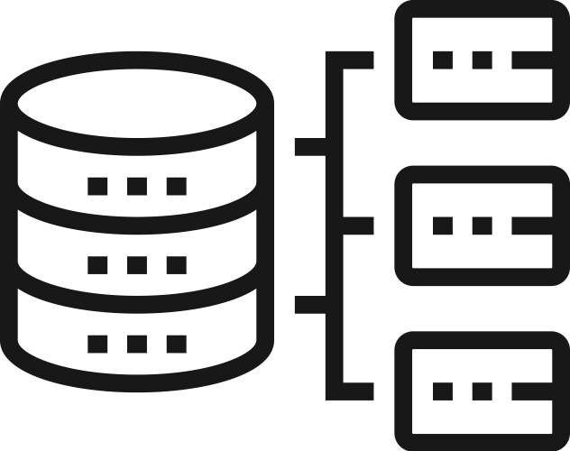 Database architecture flat line web icon concept vector image