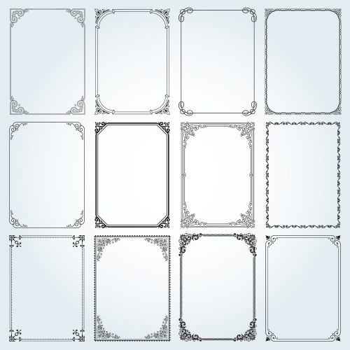 Decorative Frames And Borders Rectangle Set 7 Vector Image