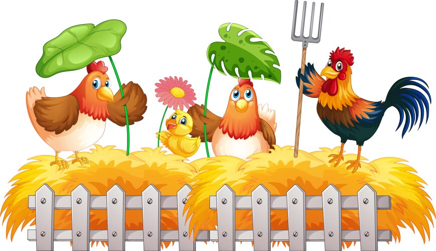 Farm background with happy animals Royalty Free Vector Image