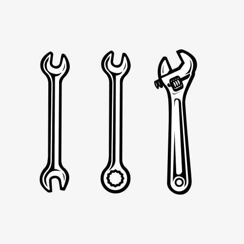 Wrench Icon - Metallic Tools Vector Image
