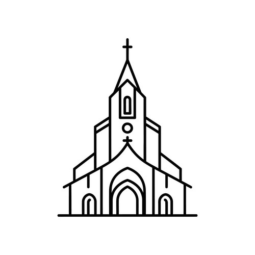 Elegant Church Line Art Vector Image