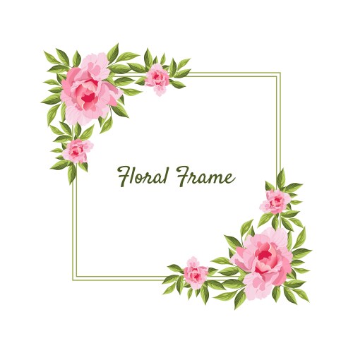 Floral Square Frame Card Template Vector Image