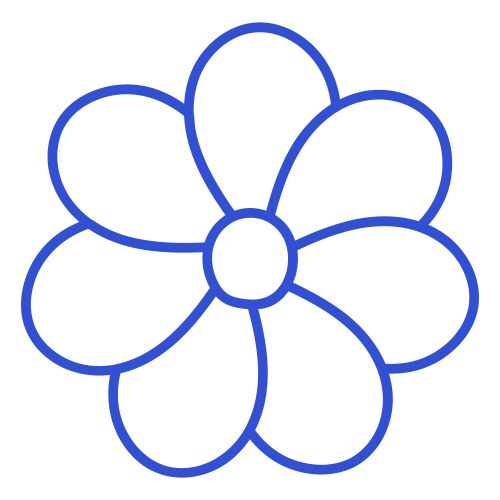 Simple stroke seven petals flower high quality vector image