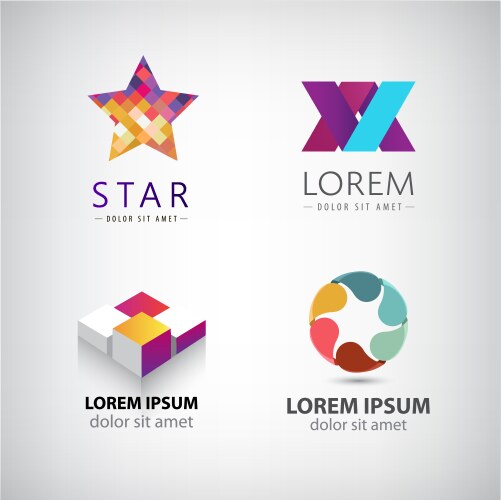 Set of abstract shapes logos icons vector image