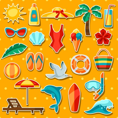 Set summer and beach objects Royalty Free Vector Image