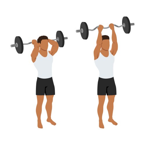 man doing barbell reverse grip tricep extension vector image